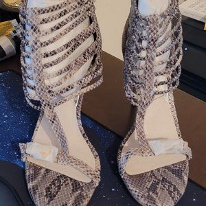 Brand New Michael Kors Python Embossed Strappy Heels
